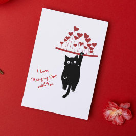 Cartão De Festividades Gato Preto Engraçado se Divertindo no Dia dos Namo