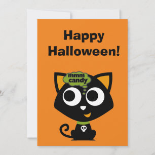 Cartão De Festividades Gato Preto Mmm Doce Halloween