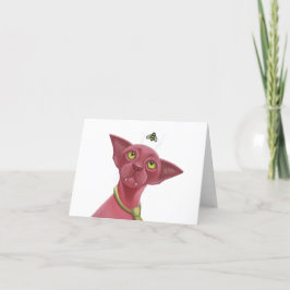 Cartão De Festividades Gato Rosa