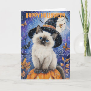 Cartão De Festividades Gato Siamês de Halloween