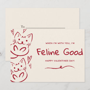 Cartão De Festividades Gatos Antigos Desenhados à Mão Felino Bom Com Você