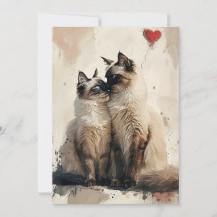 Cartão De Festividades Gatos Birmanês dia dos namorados 