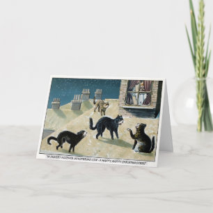 Cartão De Festividades Gatos Cantores de Natal Vintage