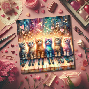 Cartão De Festividades Gatos Coloridos Rainbow Watercolor Piano Christian