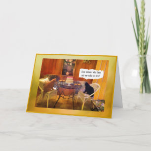 Cartão De Festividades Gatos da Família Humor Colocando o bolo no fogo