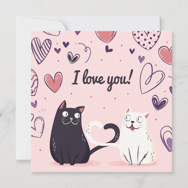 Cartão De Festividades Gatos De Amor (Frente)