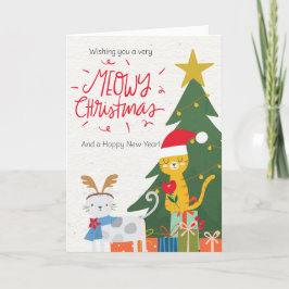 Cartão De Festividades Gatos de Natal