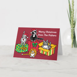 Cartão De Festividades Gatos de Natal
