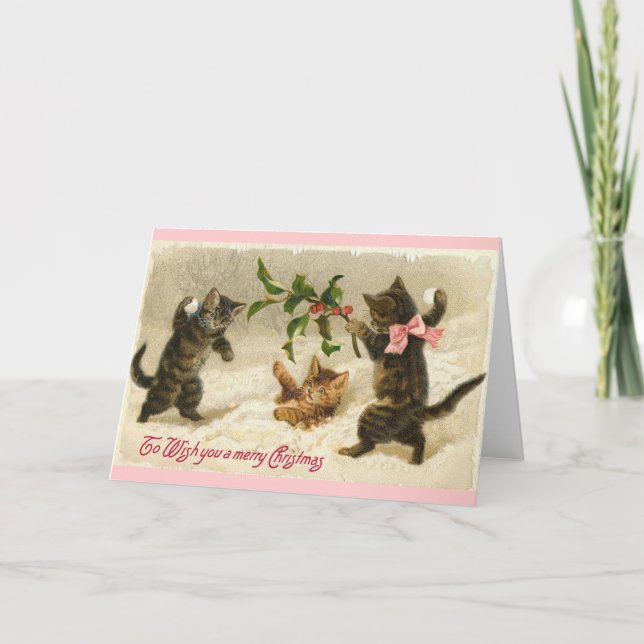 Cartão De Festividades Gatos de Natal (Frente)