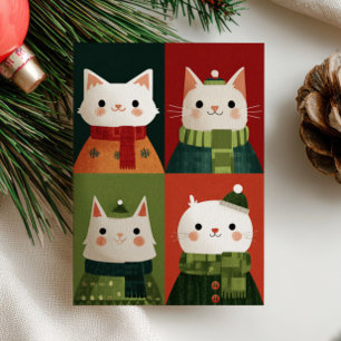 Cartão De Festividades Gatos de Natal de Desenho Animado Foto de Gato de