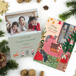 Cartão De Festividades Gatos de Natal Gatos alegres e bagunceiros de Nata