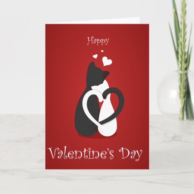 Cartão De Festividades Gatos Dias de os namorados bonitos amam (Frente)