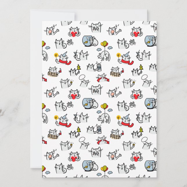 Cartão De Festividades Gatos engraçados, leite e magia. (Frente)