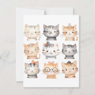 Cartão De Festividades Gatos Fofos e Divertidos