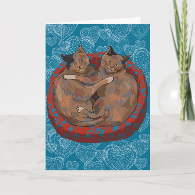 Cartão De Festividades Gatos no amor: Henry & rubi… (Frente)