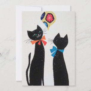 Cartão De Festividades Gatos Pretos Antigos Olhando Para a Ordenação