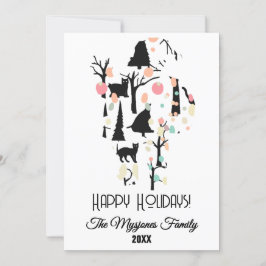 Cartão De Festividades Gatos Pretos & Galhos Personalizados RetroMinimali