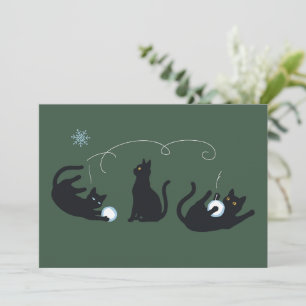Cartão De Festividades Gatos Pretos Inverno Fofo Natal Inverno 