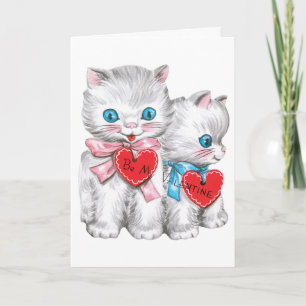 Cartão De Festividades Gatos retrô do Dia dos Namorados, gatinhos fofos v