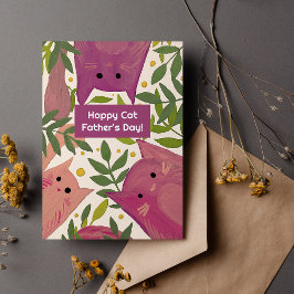 Cartão De Festividades Gatos rosas e galhos Feliz dia dos pais gato