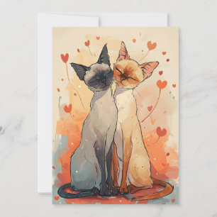 Cartão De Festividades gatos siameses dia dos namorados 