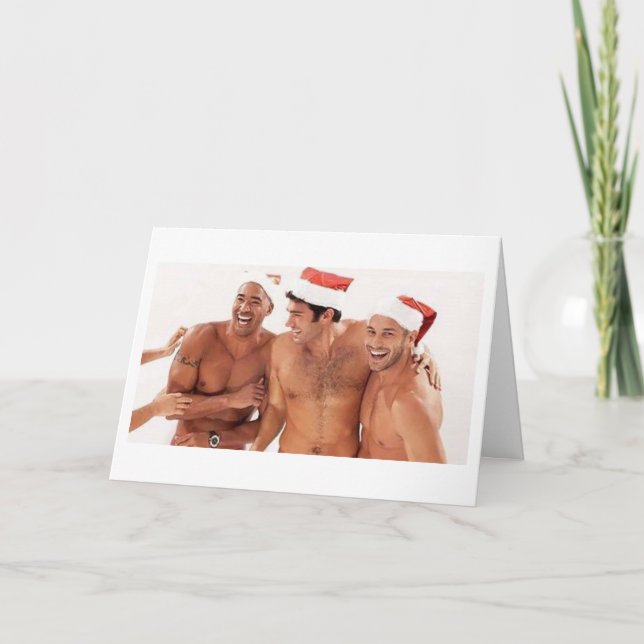 Cartão De Festividades Gay Men Papai noel Festa de Natal!! (Frente)