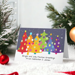 Cartão De Festividades Gay Pride Rainbow Christmas Trees LGBT