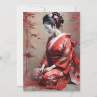 Geisha Japonês no Retrato Vermelho B