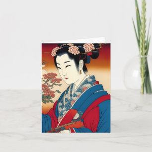 Cartão De Festividades Geisha Study D em Estilo Japonês