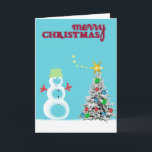 Cartão De Festividades Gelado o boneco de neve<br><div class="desc">Nós amamos as cores & projetamos nossa filha da criança de 9 anos viemos acima com! Nós queremos compartilhar d com você! Um cartão por um miúdo!</div>