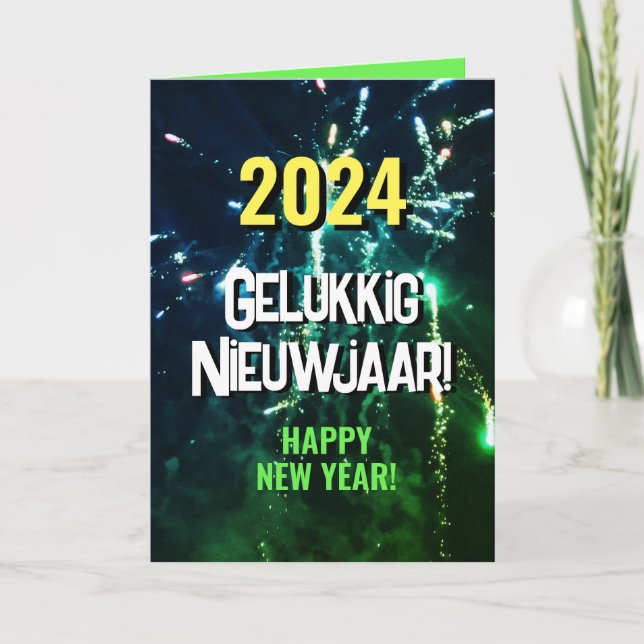 Cartão De Festividades Gelukkig Nieuwjaar | Verzenden via SMS 2024 (Frente)