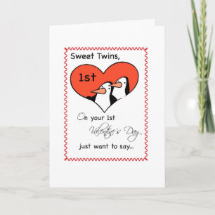 Cartão De Festividades Gêmeos 1rua Pinguim-Dia de os namorados