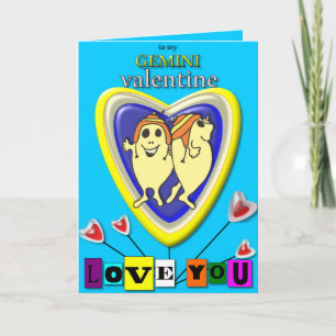 Cartão De Festividades Gemini Valentine/Zodiac Card.