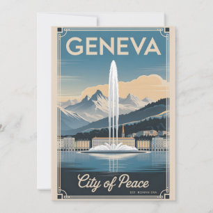 Cartão De Festividades Geneva Suíça Retro Silhueta Urbana Viagem 