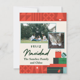 Cartão De Festividades Geométrico Apresenta a Placa "Feliz Navidad" 2 Fot