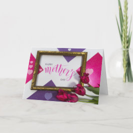 Cartão De Festividades Geométrico Rosa Roxo Feliz Dia das Mães