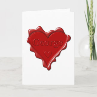 Cartão De Festividades George. Selo vermelho da cera do coração com