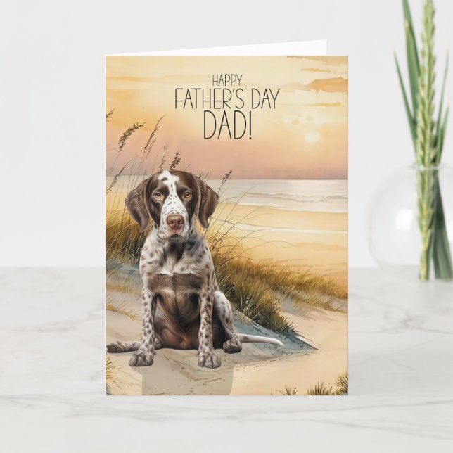 Cartão De Festividades German Pointer Dog Sunset Beach Father's Day (Frente)