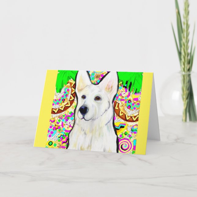 Cartão De Festividades German shepherd Branco Bling (Frente)