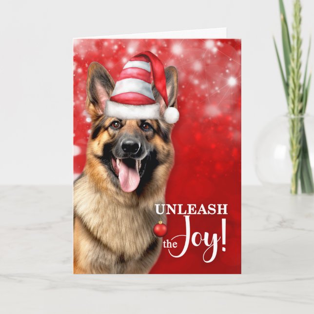 Cartão De Festividades German shepherd Cão Solte o Natal da Alegria (Frente)