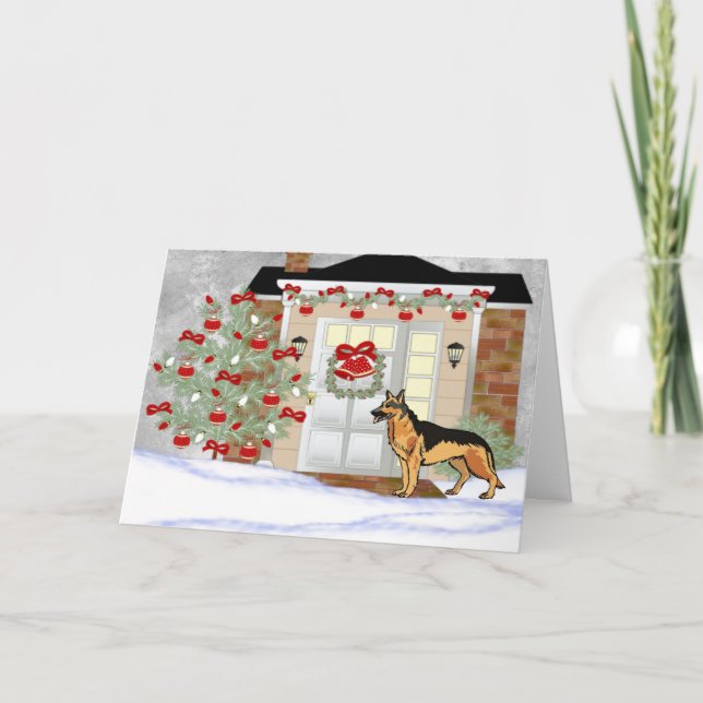 Cartão De Festividades German shepherd de Natal (Frente)