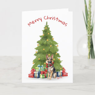 Cartão De Festividades German shepherd De Natal Com Presentes