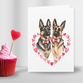 Cartão De Festividades German shepherd Dia de os namorados Love Dog Paren