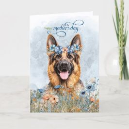 Cartão De Festividades German Shepherd Dog Wildflowers Mother's Day