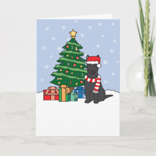 Cartão De Festividades German shepherd e árvore de Natal