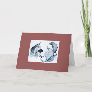 Cartão De Festividades German shepherd e Papai Noel