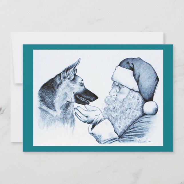 Cartão De Festividades German shepherd e Papai Noel (Frente)