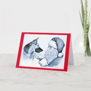 Cartão De Festividades German shepherd e Papai Noel