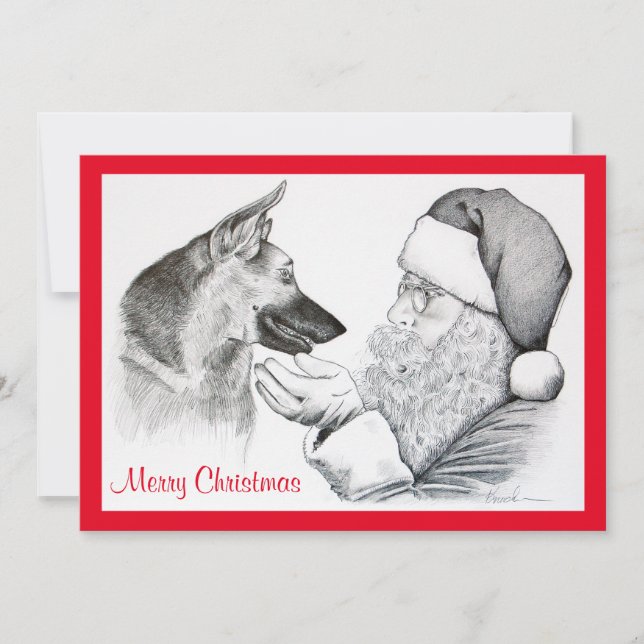 Cartão De Festividades German shepherd e Papai Noel (Frente)