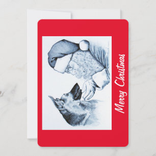 Cartão De Festividades German shepherd e Papai Noel